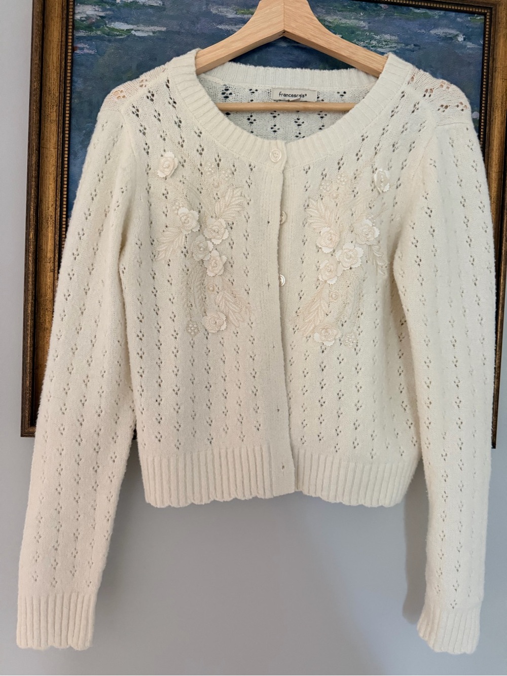 Francesca’s Flower Embroidered Soft Cardigan
